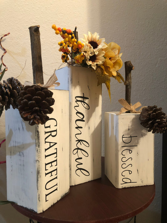 White Wooden Pumpkins